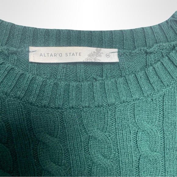 Altar D State Green‎ cropped Cable Knit Sweater size medium - Picture 2 of 4